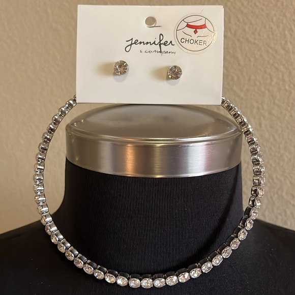Jeweled choker & stud earrings set - Picture 3 of 6